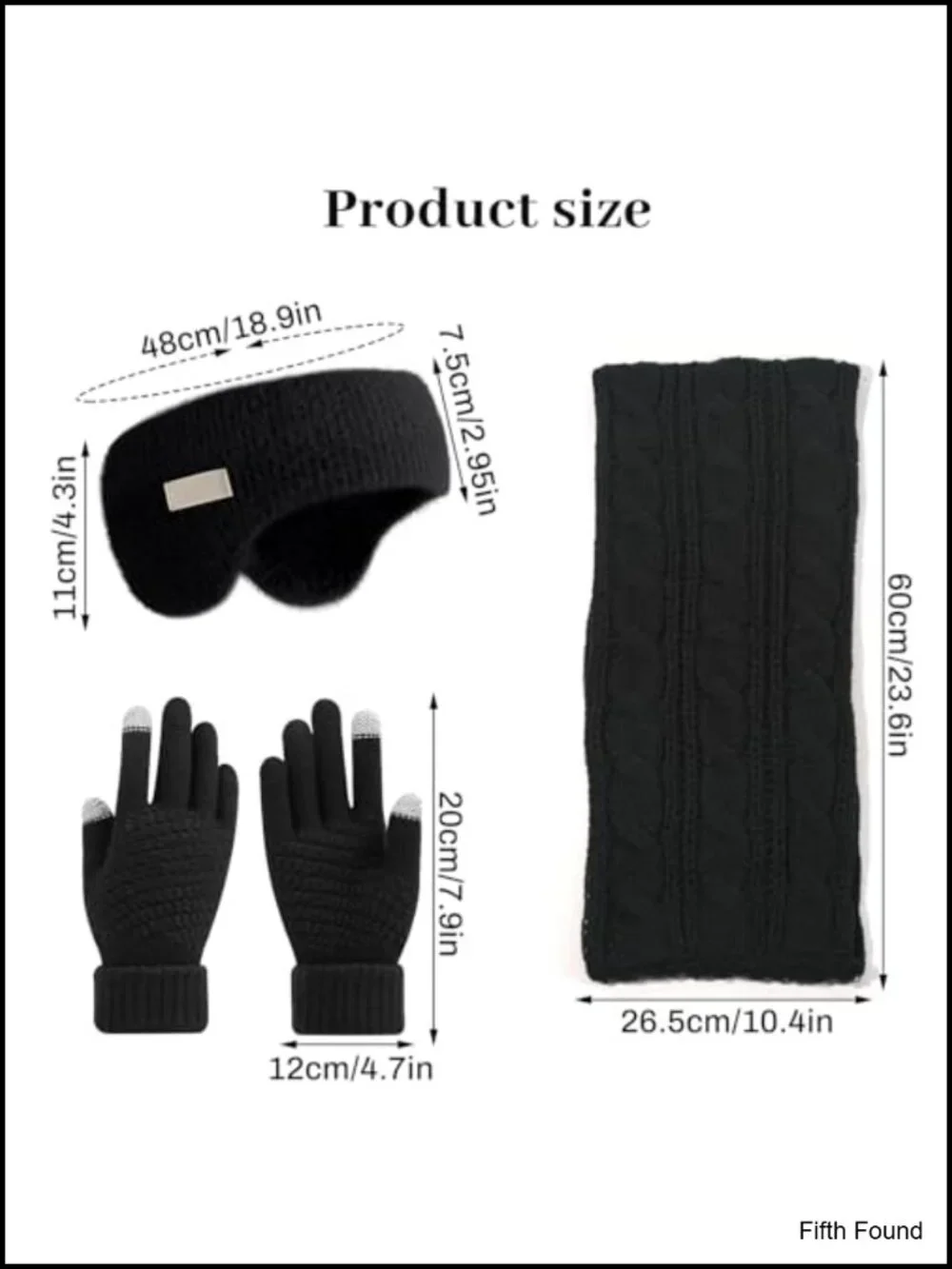Womens Winter Infinity Scarf Ear Muffs Touchscreen Gloves 3pc Set Acrylic
